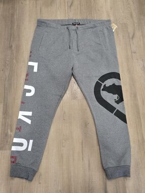 Ecko Unlimited Gray Sweatpants with Bold Logo and Side Lettering